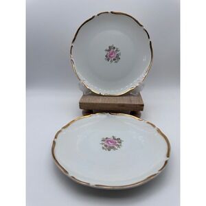 Empress China Elegant Rose Bread and Butter Plates Set of 2 Japan Gold Trim
